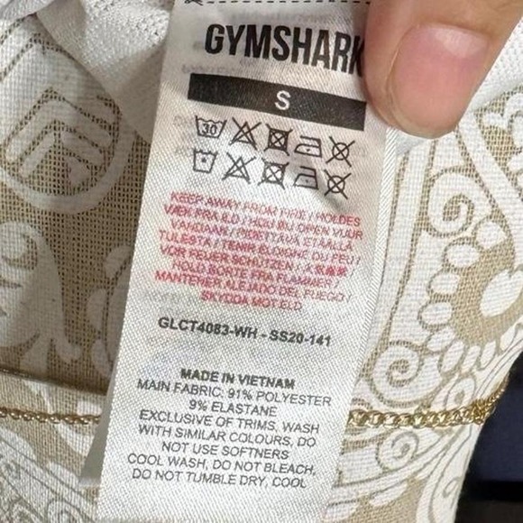 Gymshark White Long Sleeve Crop Top Open Back Logo Print Athleisure Active S - Picture 5 of 5